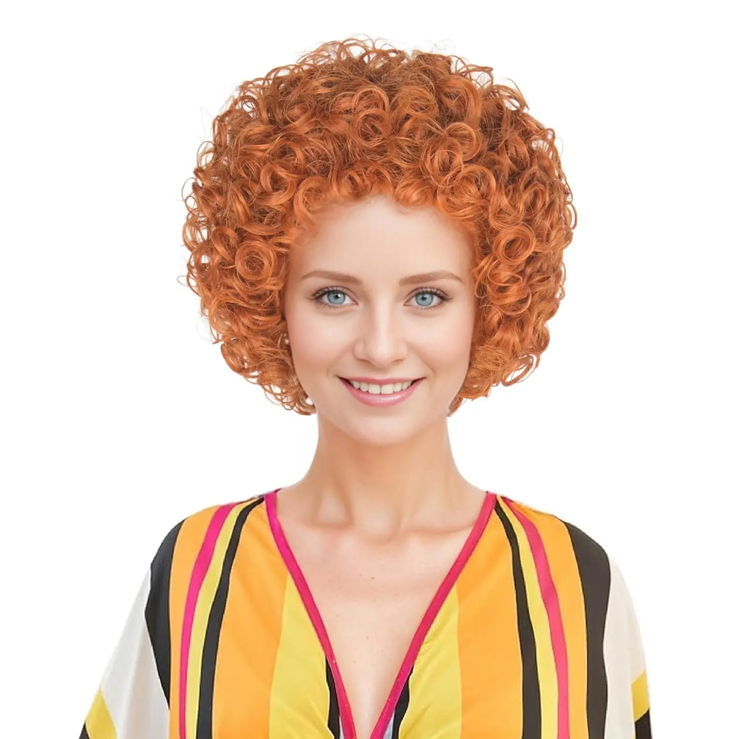 Anime Cosplay With Red Hair - Women Short Curly Red Brown Hair