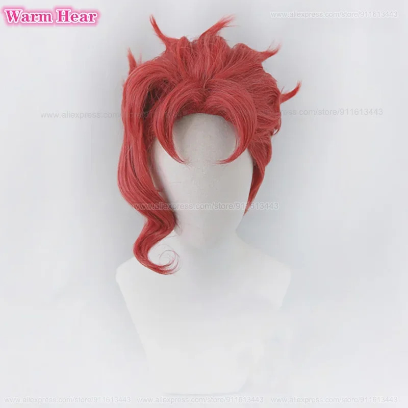 Anime Cosplay With Red Hair - Noriaki Kakyoin Synthetic Unisex 30cm Red