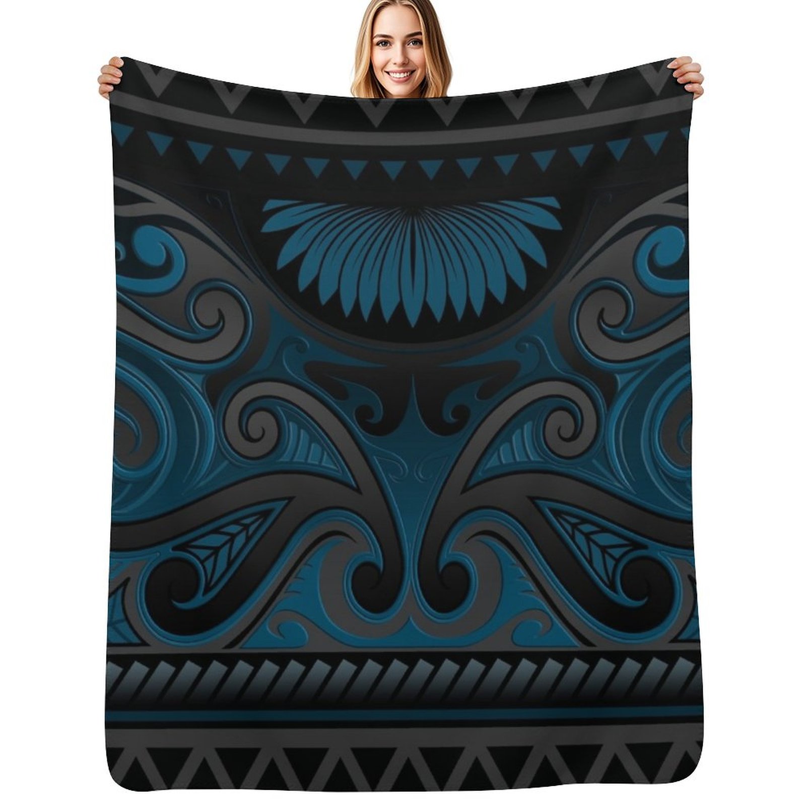 Anime Cosplay New Zealand - Blue Grey Ornate Maori Design, New