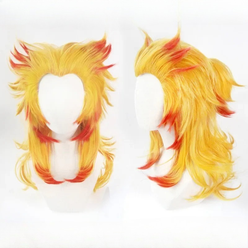 Anime Cosplay With Red Hair - Rengoku Kyoujurou Wig Kimetsu No Yaiba