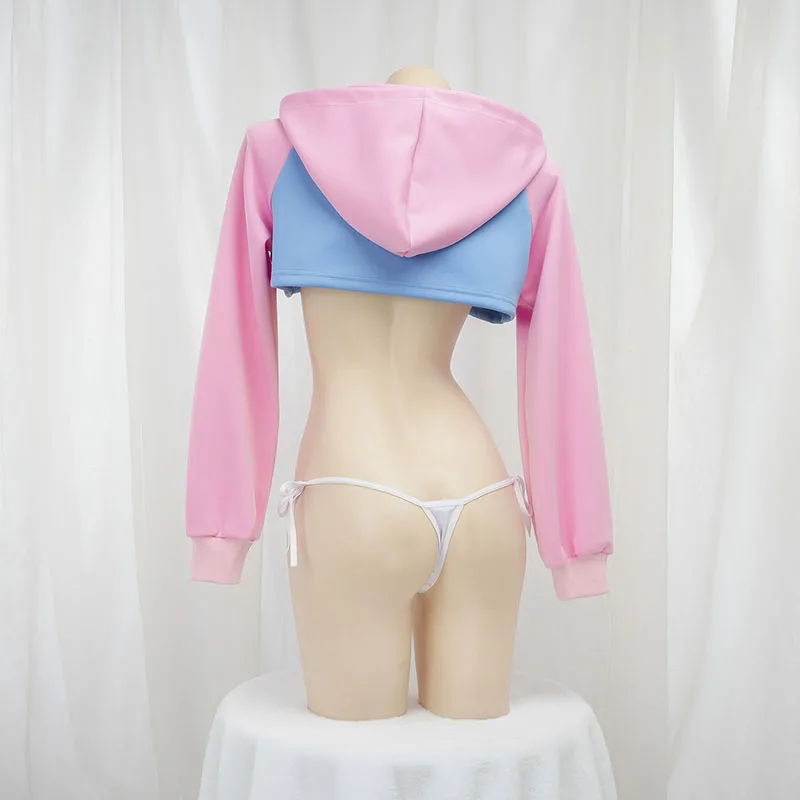 Cute Long Sleeve Crop Top Hood - Anime Cosplay Bikini review and price